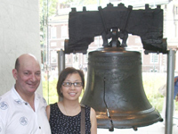 Standing in front of the Liberty Bell, not allowed to ring it!